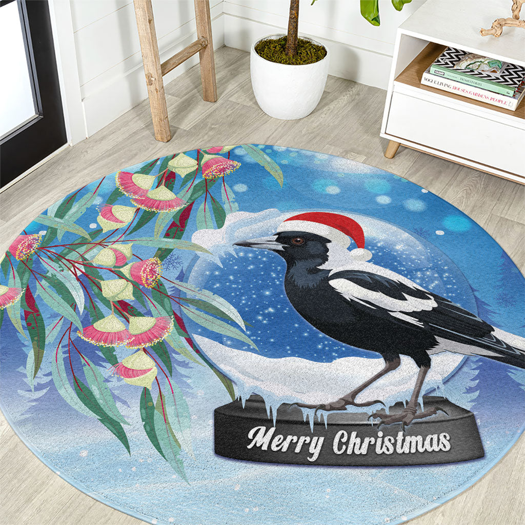 Australia Magpie Christmas In July Round Carpet Eucalyptus Snow Globe Merry Xmas