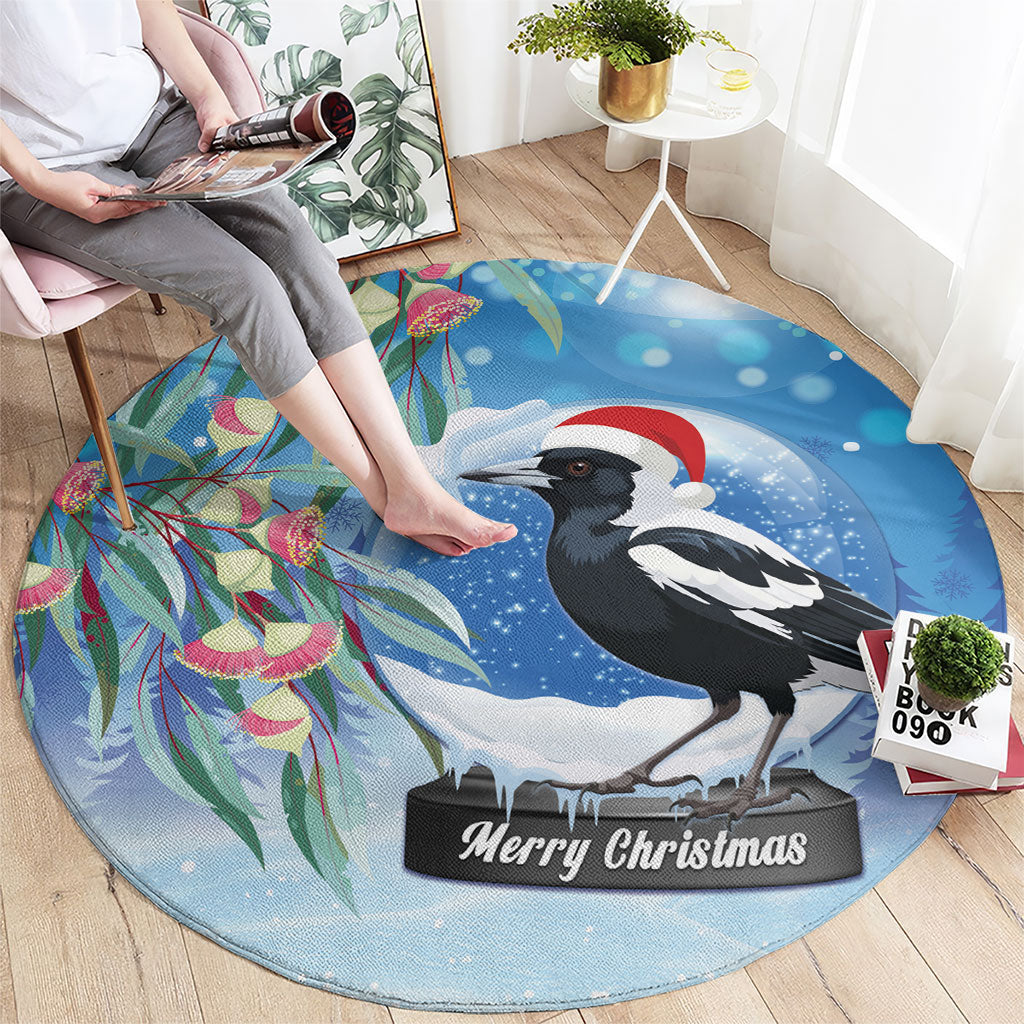Australia Magpie Christmas In July Round Carpet Eucalyptus Snow Globe Merry Xmas