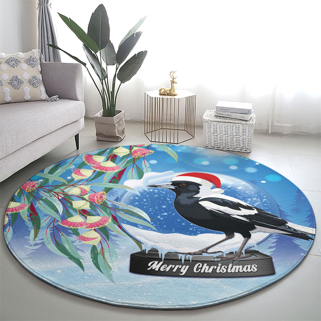 Australia Magpie Christmas In July Round Carpet Eucalyptus Snow Globe Merry Xmas