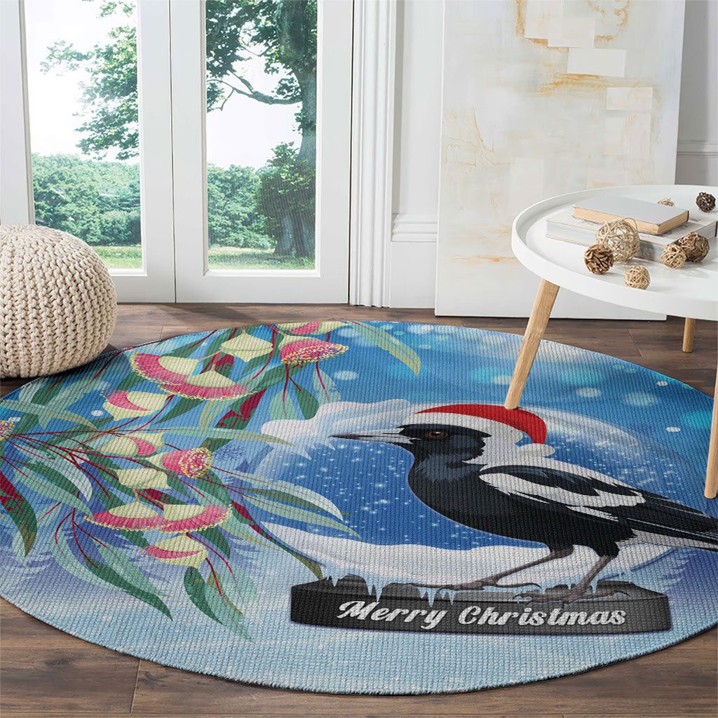 Australia Magpie Christmas In July Round Carpet Eucalyptus Snow Globe Merry Xmas