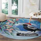 Australia Magpie Christmas In July Round Carpet Eucalyptus Snow Globe Merry Xmas
