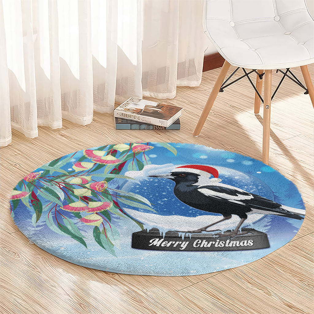 Australia Magpie Christmas In July Round Carpet Eucalyptus Snow Globe Merry Xmas