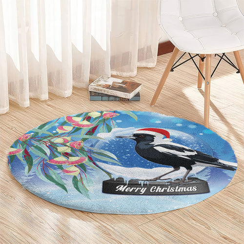 Australia Magpie Christmas In July Round Carpet Eucalyptus Snow Globe Merry Xmas