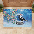 Australia Magpie Christmas In July Rubber Doormat Eucalyptus Snow Globe Merry Xmas
