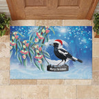 Australia Magpie Christmas In July Rubber Doormat Eucalyptus Snow Globe Merry Xmas