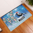 Australia Magpie Christmas In July Rubber Doormat Eucalyptus Snow Globe Merry Xmas