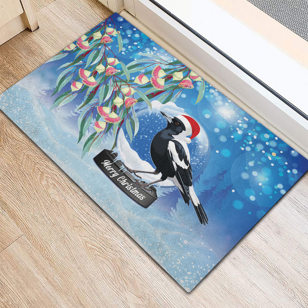 Australia Magpie Christmas In July Rubber Doormat Eucalyptus Snow Globe Merry Xmas