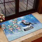 Australia Magpie Christmas In July Rubber Doormat Eucalyptus Snow Globe Merry Xmas