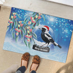 Australia Magpie Christmas In July Rubber Doormat Eucalyptus Snow Globe Merry Xmas