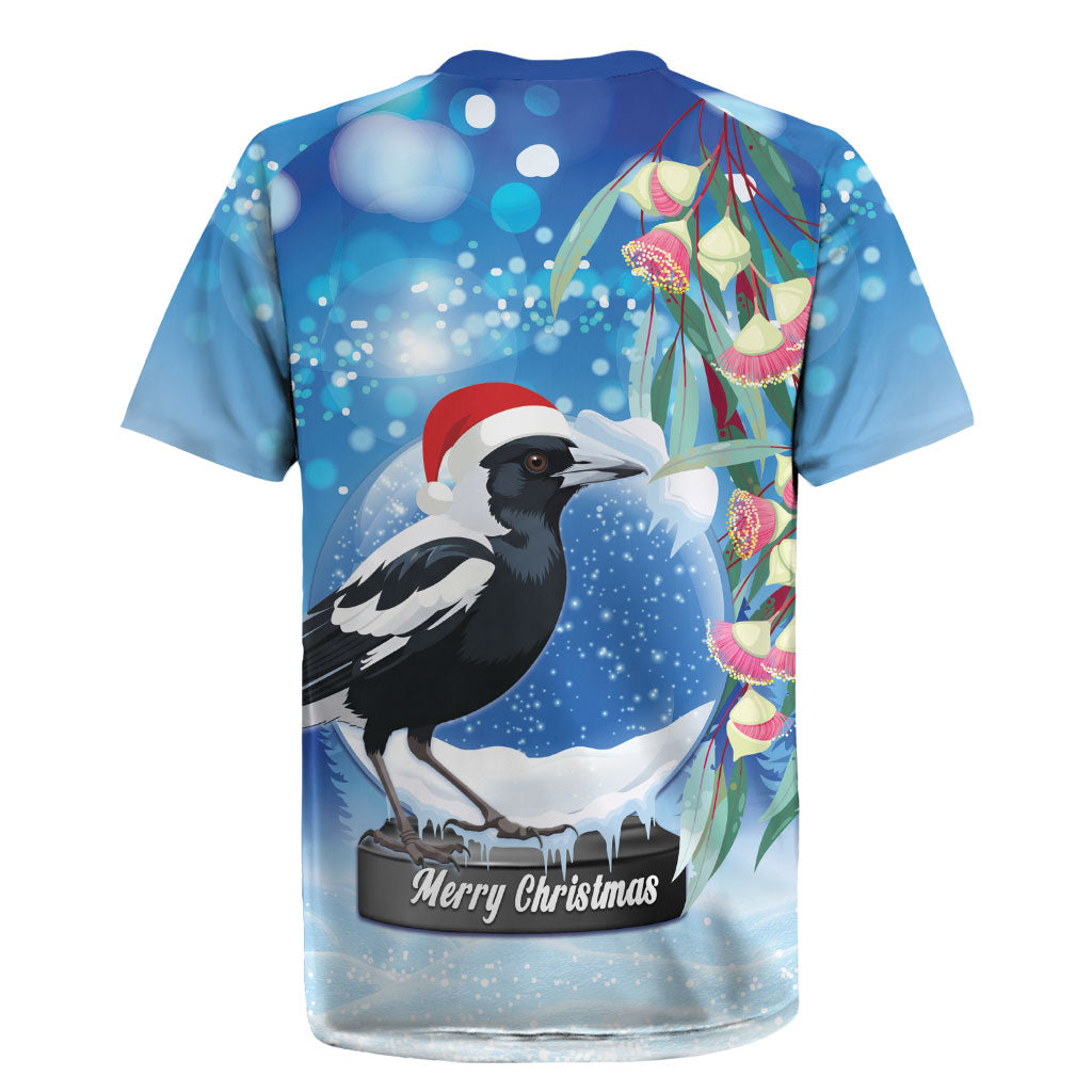 Australia Magpie Christmas In July Rugby Jersey Eucalyptus Snow Globe Merry Xmas