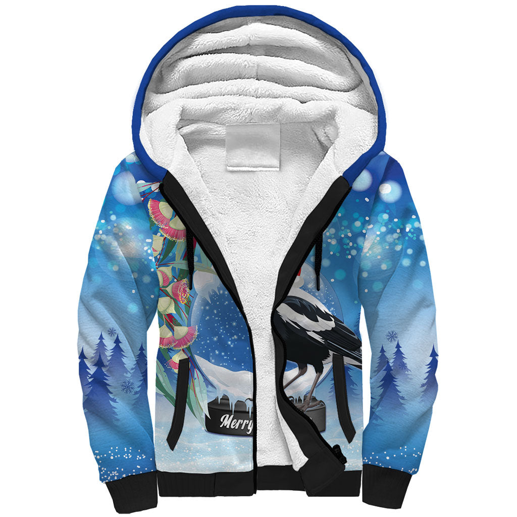 Australia Magpie Christmas In July Sherpa Hoodie Eucalyptus Snow Globe Merry Xmas