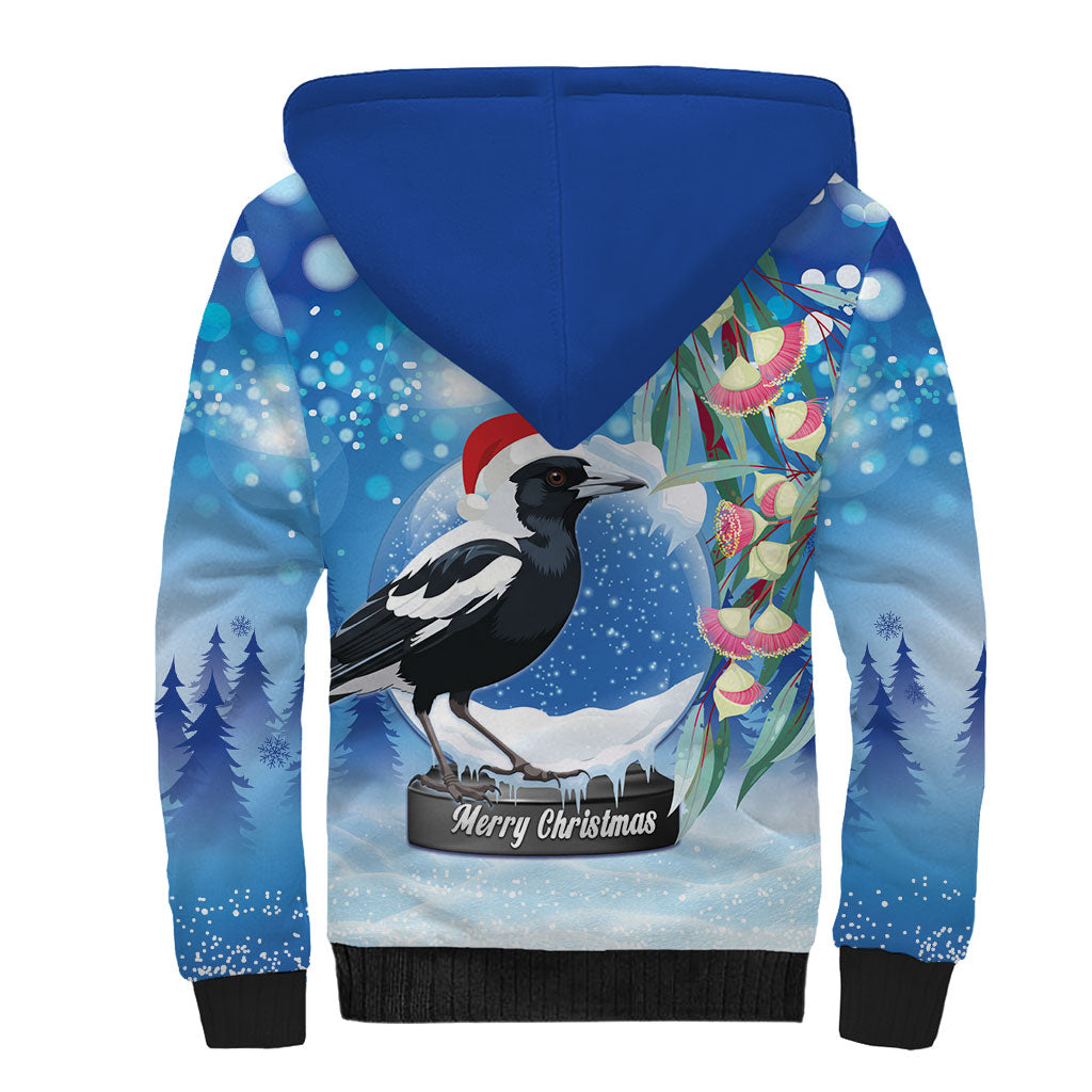 Australia Magpie Christmas In July Sherpa Hoodie Eucalyptus Snow Globe Merry Xmas