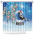 Australia Magpie Christmas In July Shower Curtain Eucalyptus Snow Globe Merry Xmas