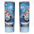 Australia Magpie Christmas In July Skinny Tumbler Eucalyptus Snow Globe Merry Xmas