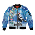 Australia Magpie Christmas In July Sleeve Zip Bomber Jacket Eucalyptus Snow Globe Merry Xmas