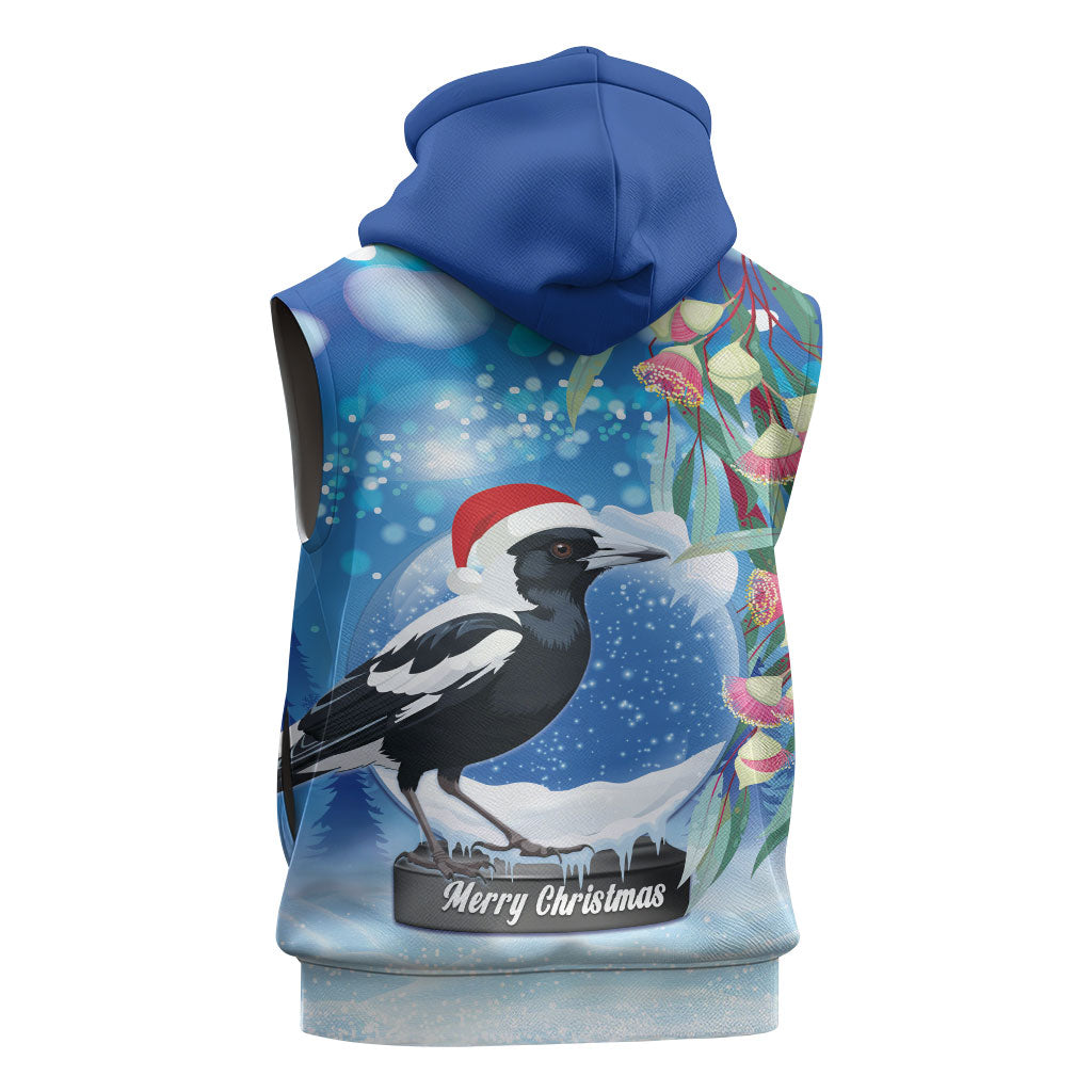 Australia Magpie Christmas In July Sleeveless Hoodie Eucalyptus Snow Globe Merry Xmas