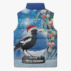 Australia Magpie Christmas In July Sleeveless Puffer Jacket Eucalyptus Snow Globe Merry Xmas