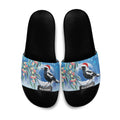 Australia Magpie Christmas In July Slide Sandals Eucalyptus Snow Globe Merry Xmas