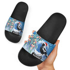 Australia Magpie Christmas In July Slide Sandals Eucalyptus Snow Globe Merry Xmas