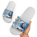 Australia Magpie Christmas In July Slide Sandals Eucalyptus Snow Globe Merry Xmas
