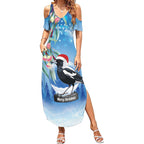 Australia Magpie Christmas In July Summer Maxi Dress Eucalyptus Snow Globe Merry Xmas