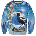 Australia Magpie Christmas In July Sweatshirt Eucalyptus Snow Globe Merry Xmas