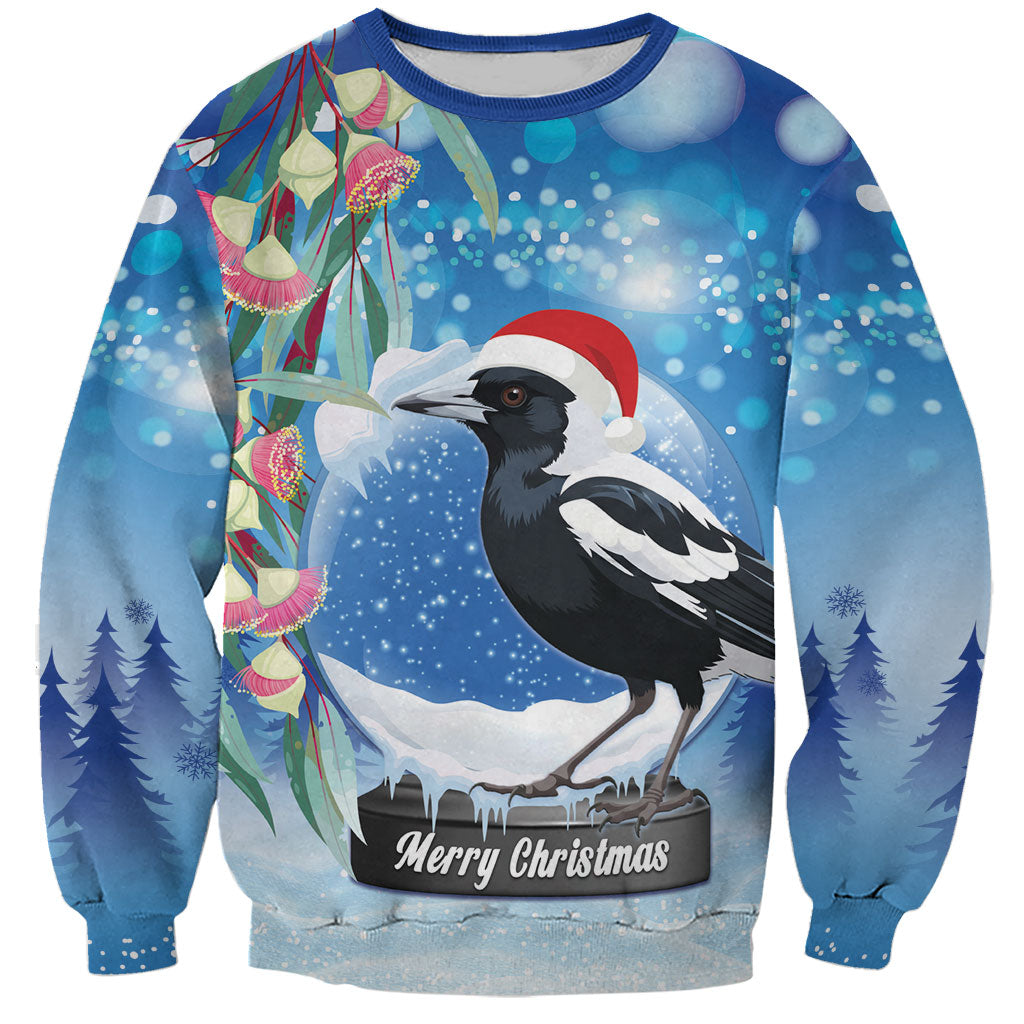 Australia Magpie Christmas In July Sweatshirt Eucalyptus Snow Globe Merry Xmas