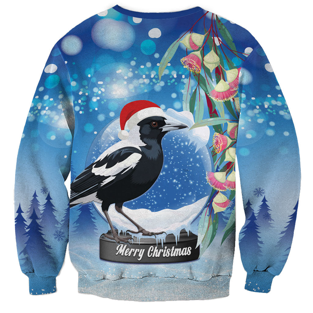 Australia Magpie Christmas In July Sweatshirt Eucalyptus Snow Globe Merry Xmas