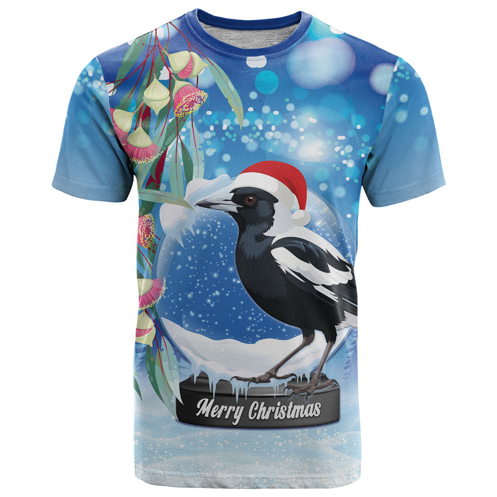 Australia Magpie Christmas In July T Shirt Eucalyptus Snow Globe Merry Xmas