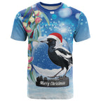 Australia Magpie Christmas In July T Shirt Eucalyptus Snow Globe Merry Xmas