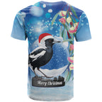 Australia Magpie Christmas In July T Shirt Eucalyptus Snow Globe Merry Xmas