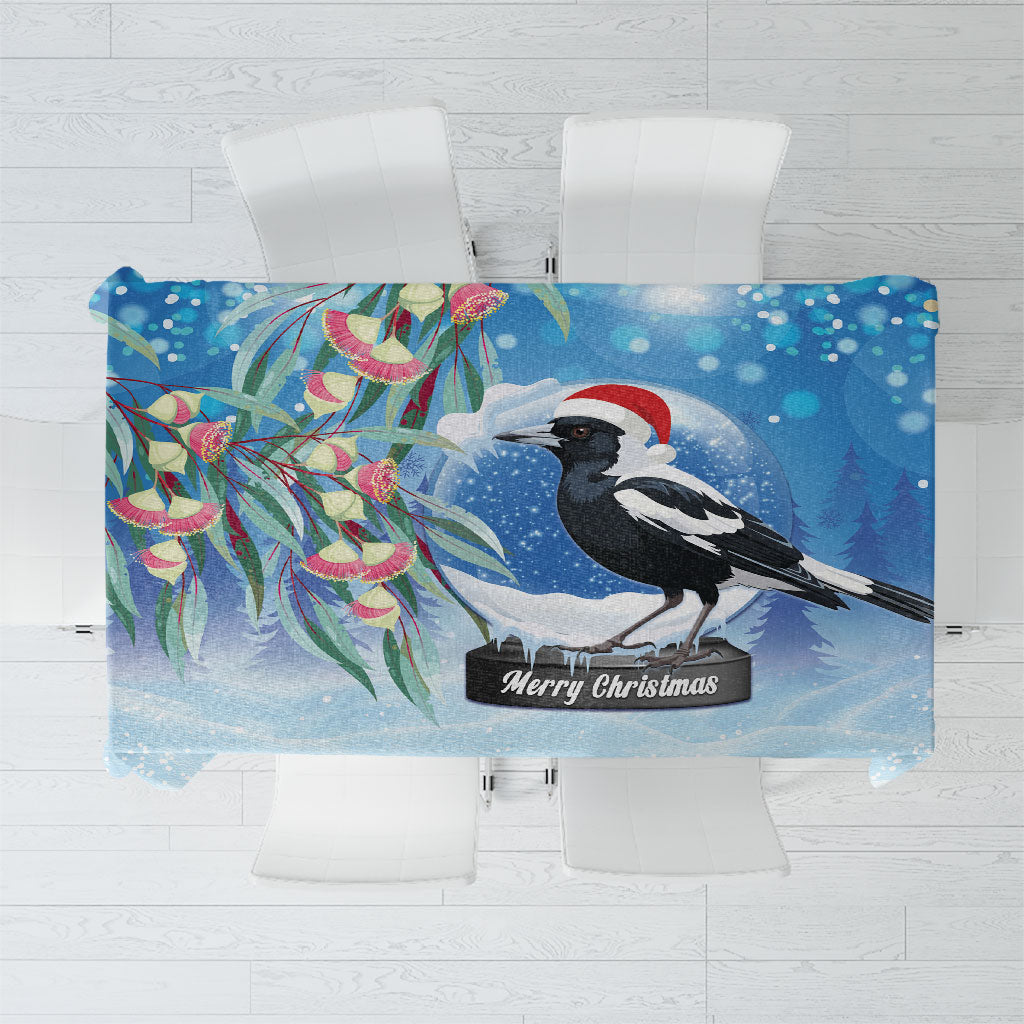 Australia Magpie Christmas In July Tablecloth Eucalyptus Snow Globe Merry Xmas