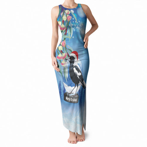 Australia Magpie Christmas In July Tank Maxi Dress Eucalyptus Snow Globe Merry Xmas