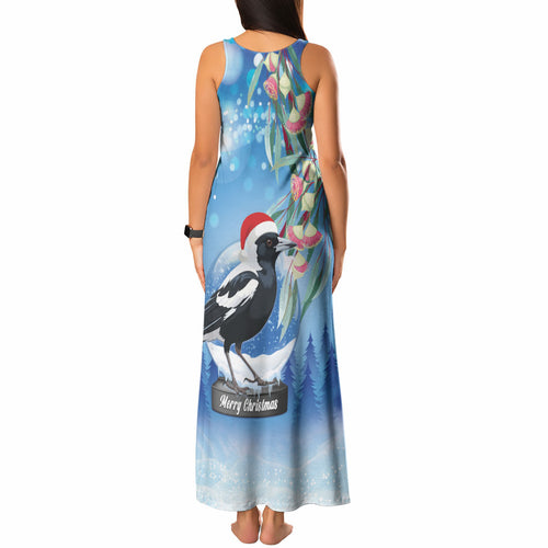 Australia Magpie Christmas In July Tank Maxi Dress Eucalyptus Snow Globe Merry Xmas