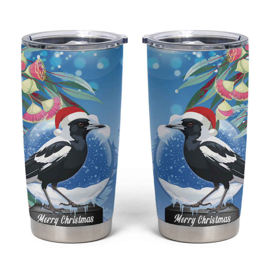 Australia Magpie Christmas In July Tumbler Cup Eucalyptus Snow Globe Merry Xmas