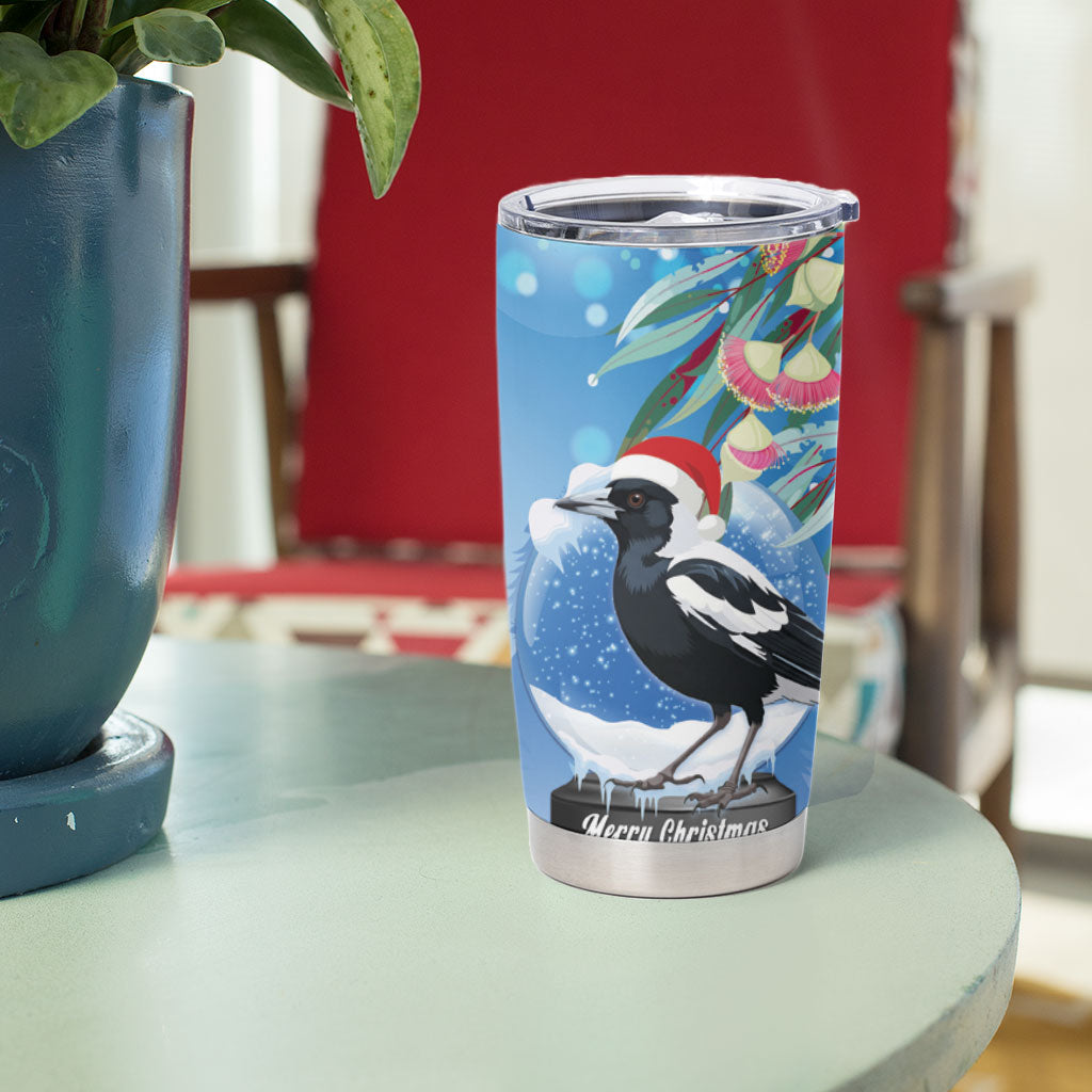 Australia Magpie Christmas In July Tumbler Cup Eucalyptus Snow Globe Merry Xmas