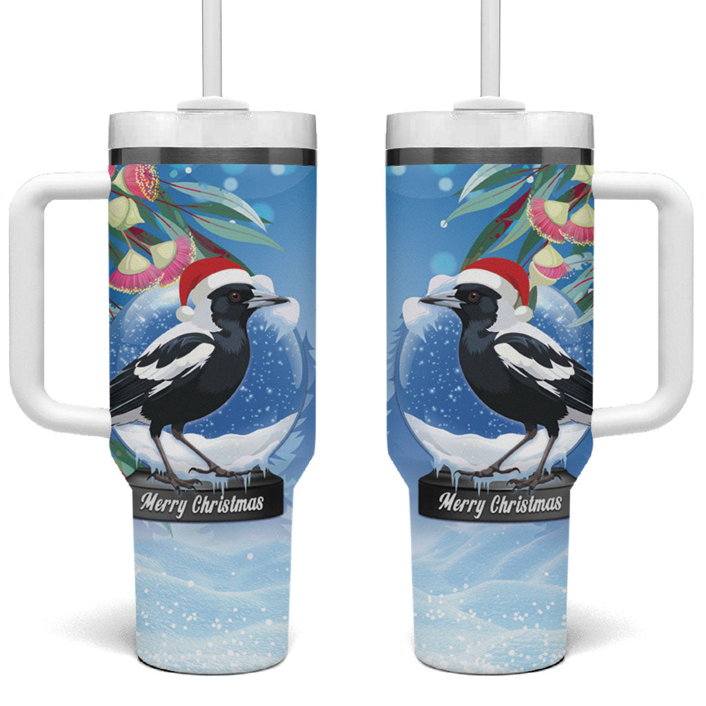 Australia Magpie Christmas In July Tumbler With Handle Eucalyptus Snow Globe Merry Xmas