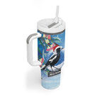Australia Magpie Christmas In July Tumbler With Handle Eucalyptus Snow Globe Merry Xmas