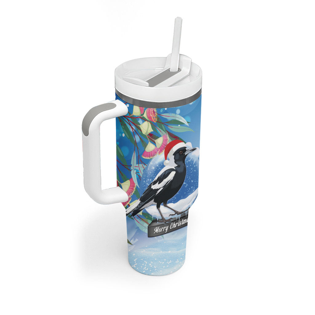 Australia Magpie Christmas In July Tumbler With Handle Eucalyptus Snow Globe Merry Xmas