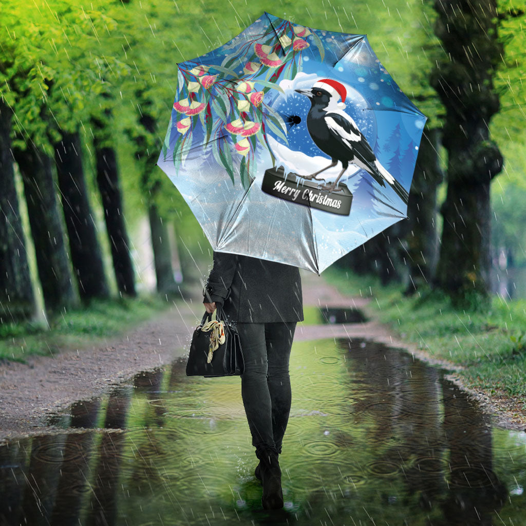 Australia Magpie Christmas In July Umbrella Eucalyptus Snow Globe Merry Xmas