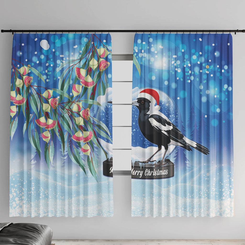 Australia Magpie Christmas In July Window Curtain Eucalyptus Snow Globe Merry Xmas