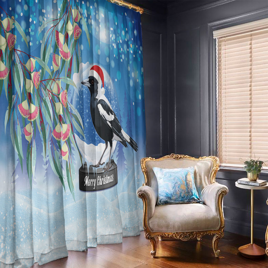 Australia Magpie Christmas In July Window Curtain Eucalyptus Snow Globe Merry Xmas