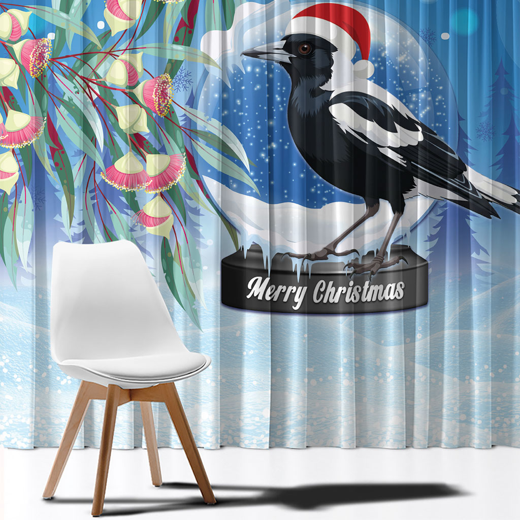 Australia Magpie Christmas In July Window Curtain Eucalyptus Snow Globe Merry Xmas