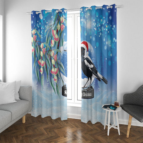 Australia Magpie Christmas In July Window Curtain Eucalyptus Snow Globe Merry Xmas