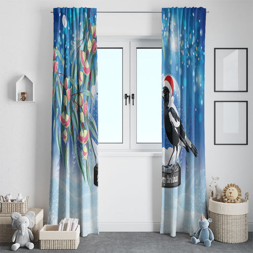 Australia Magpie Christmas In July Window Curtain Eucalyptus Snow Globe Merry Xmas