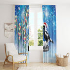 Australia Magpie Christmas In July Window Curtain Eucalyptus Snow Globe Merry Xmas