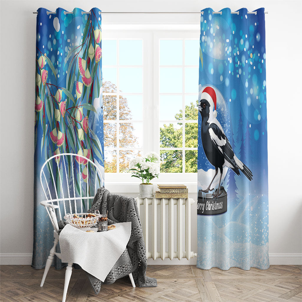 Australia Magpie Christmas In July Window Curtain Eucalyptus Snow Globe Merry Xmas