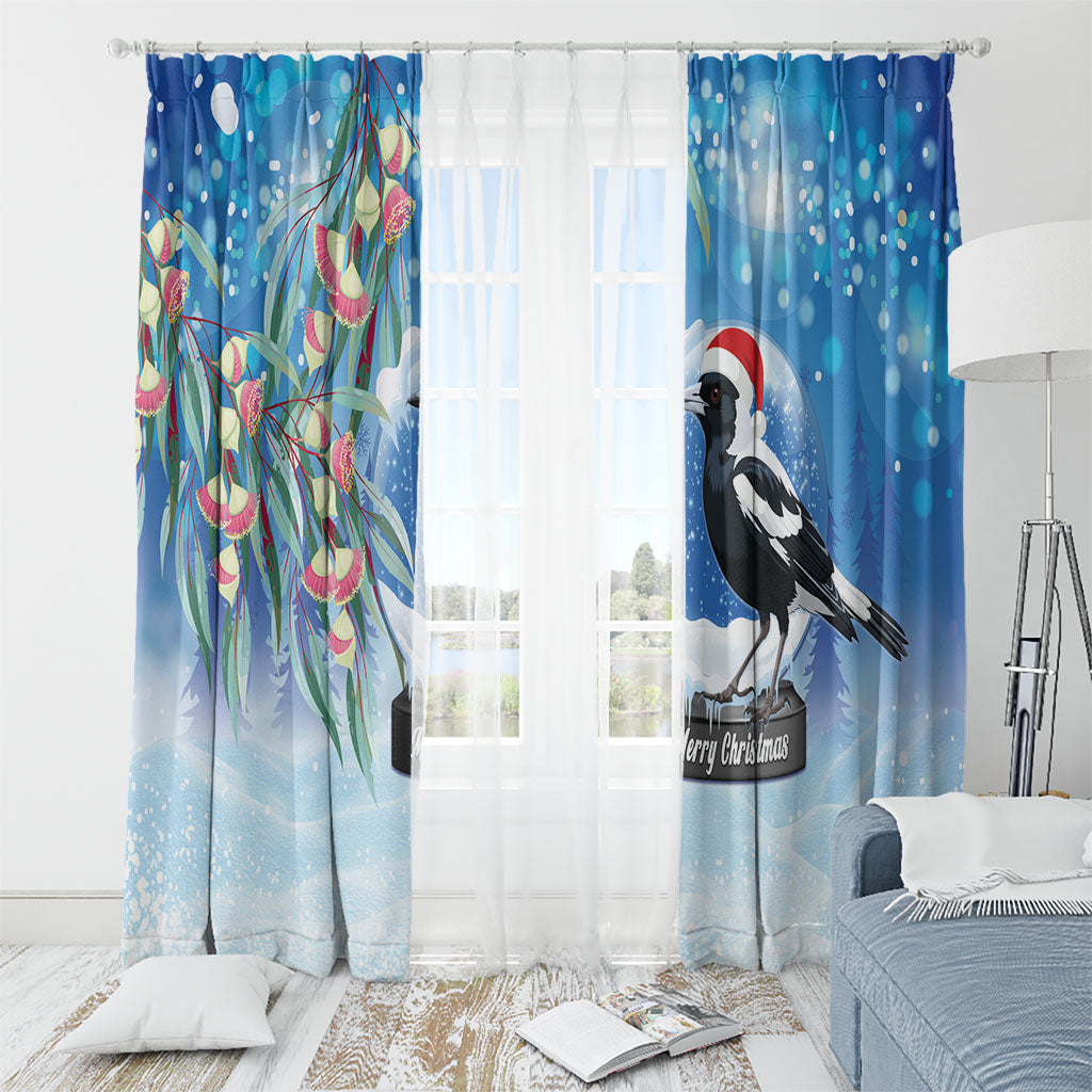 Australia Magpie Christmas In July Window Curtain Eucalyptus Snow Globe Merry Xmas