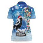Australia Magpie Christmas In July Women Polo Shirt Eucalyptus Snow Globe Merry Xmas