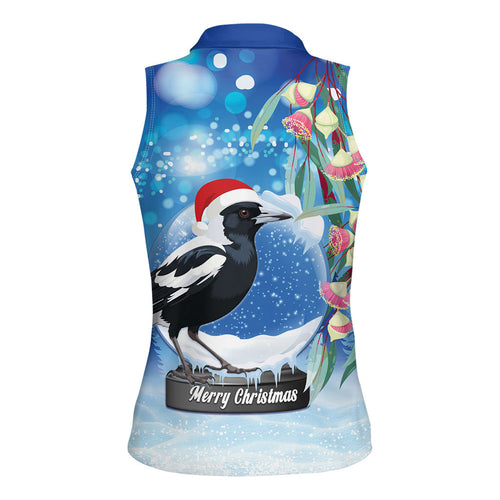Australia Magpie Christmas In July Women Sleeveless Polo Shirt Eucalyptus Snow Globe Merry Xmas